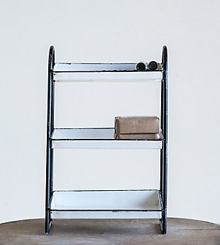 Distressed White 3-tier Metal Tray With Black Frame, , rollover