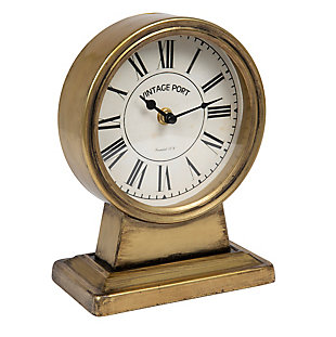 Metal Mantel Clock With Gold Finish, , rollover