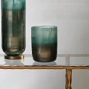 Relaxed Elegance Vapor Vase in Metallic Aqua, , rollover