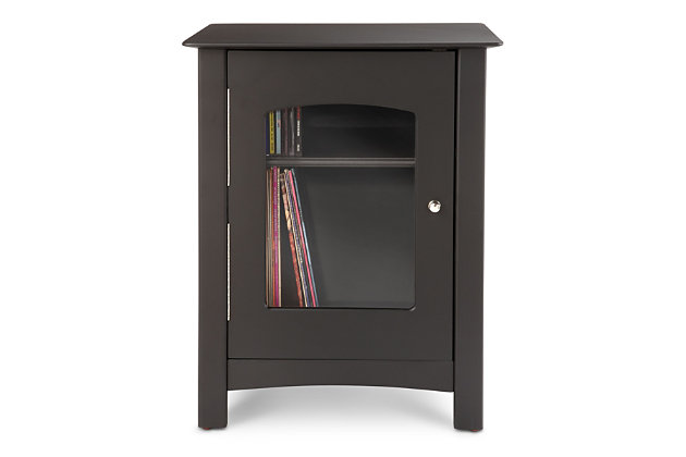 Put music in its place-- a beautiful hardwood cabinet! This awesome entertainment center is big enough to hold records and CDs, but compact enough to tuck anywhere. Pop a record player on top and it's ready for prime time.Handcrafted Hardwoods & Veneers | Decorative Glass Door