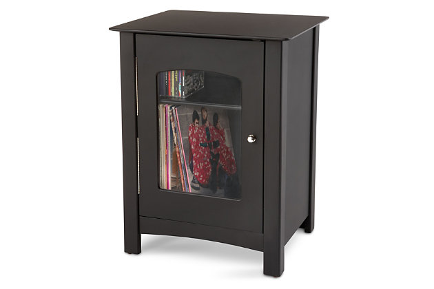 Put music in its place-- a beautiful hardwood cabinet! This awesome entertainment center is big enough to hold records and CDs, but compact enough to tuck anywhere. Pop a record player on top and it's ready for prime time.Handcrafted Hardwoods & Veneers | Decorative Glass Door