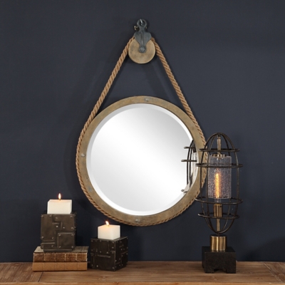 Uttermost Melton Round Pulley Mirror, , rollover