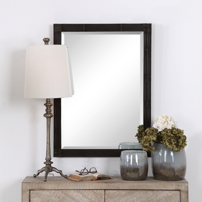 Uttermost Gower Aged Black Vanity Mirror, , rollover