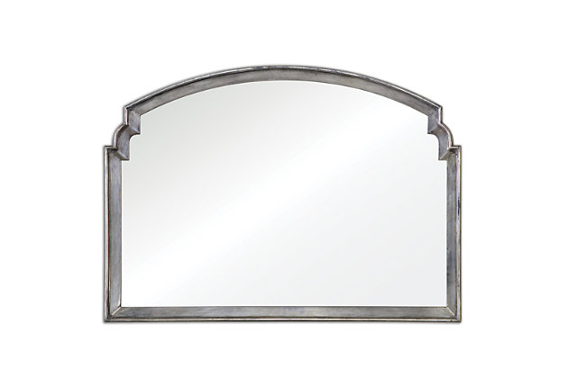 With its subtle arch design, the Via Della mirror is a contemporary staple. The frame is finished with a trendy, lightly antiqued silvertone leaf.Wood products and other | Made with wood | Contemporary style | Subtle arch design | Finished with lightly antiqued silvertone leaf | Ready to hang