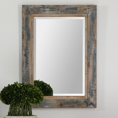 Bozeman Distressed Mirror, Blue/Brown