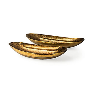 Karmen Gold Hammered Oversized Bowls (Set of 2), , rollover