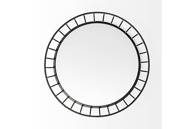 Crafted from metal and finished in a matte black tone, this stunning round tray flaunts a mirrored glass bottom. With a minimalistic design that is complemented by the uni-tone finish, it fits perfectly in spaces based on the Mercana Modern design style.Made with metal | Mirror inlay | Finished in matte black | No assembly required | 0