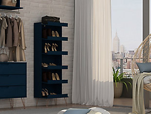 Manhattan Comfort Rockefeller Shoe Storage Rack, Blue, rollover