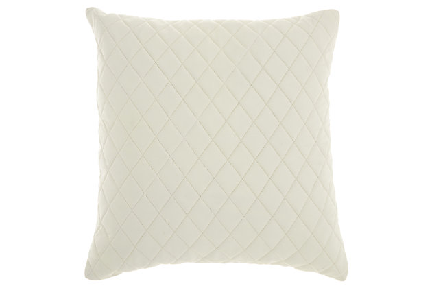 Take your space in a fashion forward direction with this leather pillow. It adds a certain decadence to your room. Toss this unique home accent anywhere you want to highlight your impeccable style.Made of leather | Soft polyfill | Zipper closure | Spot clean | Imported