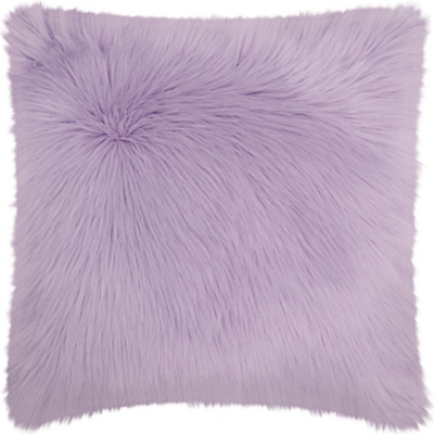 Modern Remen Poly Faux Fur Pillow, Lavender, large