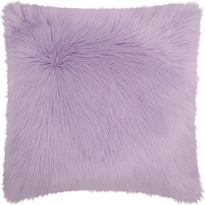 Mina Victory Mina Victory Faux Fur Remen Poly Faux Fur 22" x 22" Lavender Indoor Throw Pillow, Lavender, large