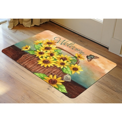 Surfaces Sunflower Basket Welcome 23x36 Mat, Multi