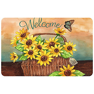 Surfaces Sunflower Basket Welcome 23"x36" Mat, , large
