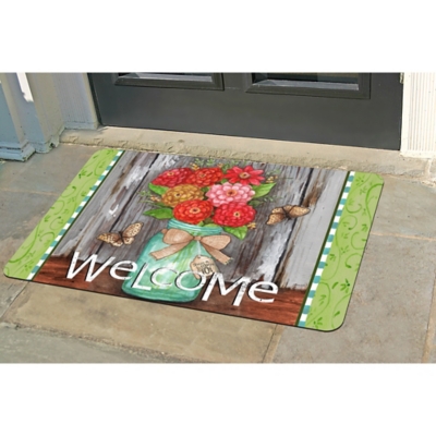 Surfaces Zinnias in a Jar Welcome 23x36 Mat, Multi