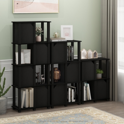 Furinno Brahms 4-Tier Storage Shelf, Black Oak/Black