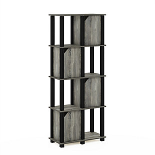 Furinno Brahms 5-Tier Storage Shelf, French Oak Gray/Black, large