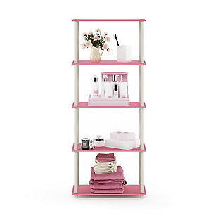 Furinno Turn-N-Tube 5-Tier Multipurpose Shelf Display Rack, Pink/White, rollover