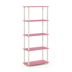 Furinno Turn-N-Tube 5-Tier Multipurpose Shelf Display Rack, Pink/White, large