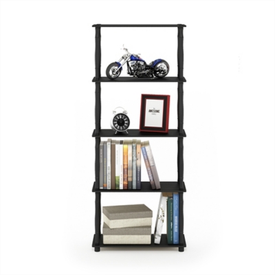 Furinno Turn-N-Tube 5-Tier Multipurpose Shelf Display Rack, Americano/Black