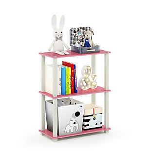Furinno Turn-S-Tube 3-Tier Compact Multipurpose Shelf Display Rack, Pink/White, rollover