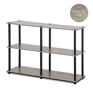 Furinno Turn-N-Tube 3-Tier Double Size Storage Display Rack, French Oak Gray/Black, large