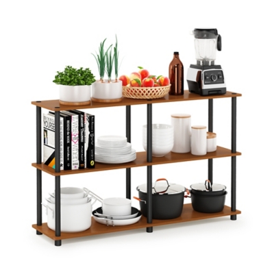 Furinno Turn-N-Tube 3-Tier Double Size Storage Display Rack, Light Cherry/Black, rollover