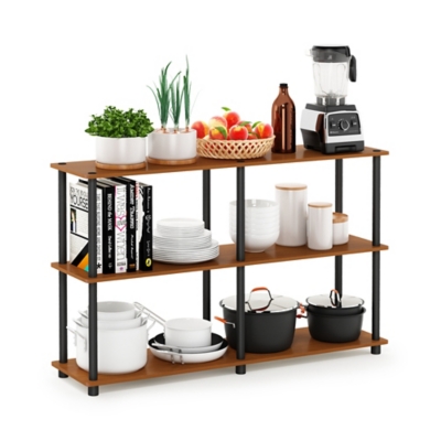 Furinno Turn-N-Tube 3-Tier Double Size Storage Display Rack, Light Cherry/Black