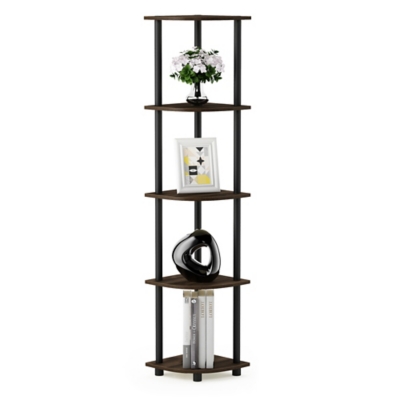 Furinno Turn-N-Tube 5 Tier Corner Display Rack Multipurpose Shelving Unit, Columbia Walnut/Black