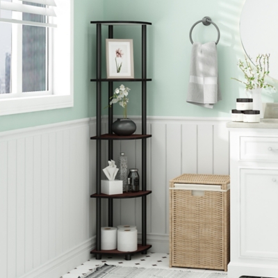 Furinno Turn-N-Tube 5 Tier Corner Display Rack Multipurpose Shelving Unit, Dark Cherry/Black