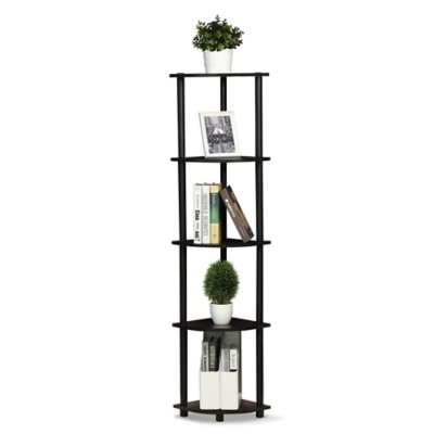 Furinno Turn-N-Tube 5 Tier Corner Display Rack Multipurpose Shelving Unit, Dark Walnut