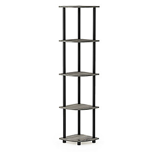 Want more space? Do not let another corner go to waste with this lovely Furinno Turn-N-Tube Corner Shelves! Simple yet sophisticated, this sleek design can blend in with a variety of ensembles. The three-beam frame gives this design a sleek look, while the wood-style shelves add a touch of traditional flair. Featuring five open shelves for all your needs and the corner design for save space. Furinno Turn-N-Tube Corner Shelves do not need any tools to assemble. Just repeat the twist, turn and stack mechanism, and the whole unit can be assembled within 10 minutes. Experience the fun of D-I-Y even with your kids. A simple attitude towards lifestyle is reflected directly on the design of Furinno Furniture, creating a trend of simply nature. Care instructions: wipe clean with clean damped cloth. Avoid using harsh chemicals. Pictures are for illustration purpose. All decor items are not included in this offerSimple stylish design: unique design open shelves suitable for any room that needs additional storage spaces | Easy assembly: just turn the tubes and no tools are needed for assembly | Quality material: manufactured from high quality durable composite wood and plastic tubes. | Furinno fits: fits in your space, fits on your budget | Holds up to 15 lbs per shelf. Product dimension: 11.6(w)x11.6(d)x57.7(h) inches.