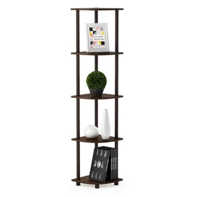 Furinno Turn-N-Tube 5 Tier Corner Display Rack Multipurpose Shelving Unit, Walnut/Brown