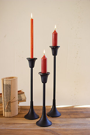 Set of Three Metal Taper Candle Stands - Black, , rollover