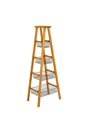 Wooden Ladder with Wire Baskets Display, , large