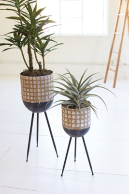 Set of Two Metal Planters On Tri-Pod Base, , rollover