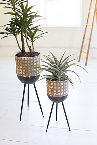 Set of Two Metal Planters On Tri-Pod Base, , rollover