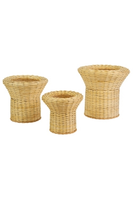 Set of Three Flared Rattan Planters, , large