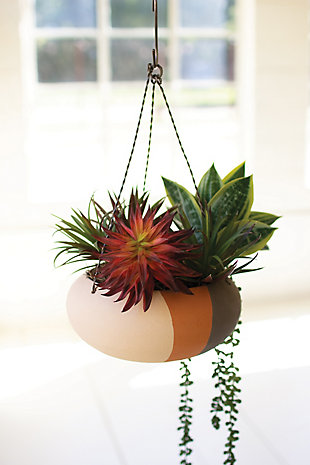 Clay Triple Stripe Hanging Planter, , rollover