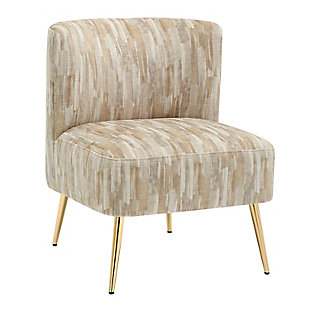 Fran Contemporary Slipper Chair in Gold Metal and Light Brown Fabric, Gold/Light Brown, large