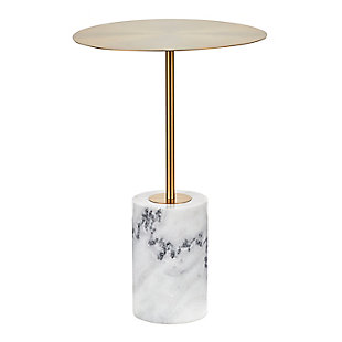 Symbol Contemporary Side Table in Gold Metal and White Marble, , large