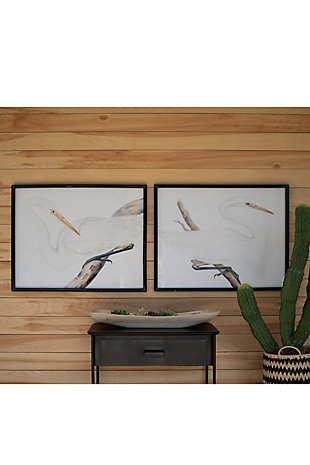 Kalalou Set of Two Framed Heron Prints Under Glass, , rollover