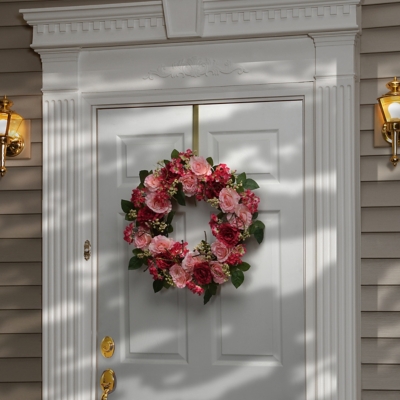 National Tree Company Pink Rose Wreath, , large