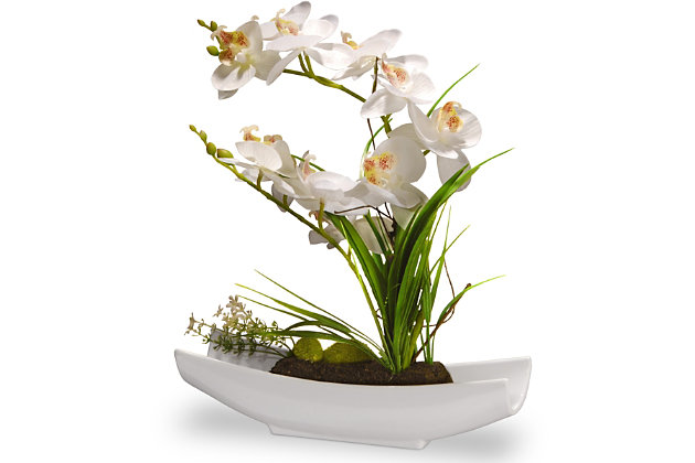 National Tree Company White Orchid Flowers | Ashley Furniture HomeStore
