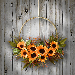 National Tree Company Leafy Sunflower Wreath, , rollover