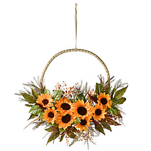 National Tree Company Leafy Sunflower Wreath, , large