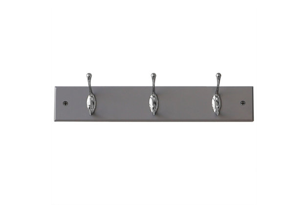 If you’re looking for a compact solution, to organize all your essentials this hook rail is a perfect match for you. The rail measures 15.75 inches long and 2.75 inches wide, just large enough to line up and organize all your essentials without taking up too much wall space. Place by the front door as a dropping zone for every member of your family to store their house and car keys. The hook rail is a great addition to a bare wall in the entryway, collecting coats from your guests as they enter your home. Or use in the bathroom to keep spare towels within reach. With its dual hook design the rack allows you to double your holding capacity of your most important items. Each hooks measures .75 inches, by 2.75 inches, and is 3 inches high and are perfectly spaced at 3.75 inches apart. It comes complete with screws and screw covers, so you can quickly install the unit as soon as you open it from its packaging. To install the unit, screw the walls into the two mounted holes. Each hook can hold a maximum of approximately 5 lbs. From modern to industrial or anything in between, this stylish hanging rack will make an excellent addition no matter the décor. Item dimensions may differ slightly due to the unique nature of the product. Color and finish may also differ slightly from the images shown due to differences in monitor displays. Drill and screw driver is not included. Props and accessories are not included.Dual hooks with a deep curve design gives you doubles the hanging capacity for storing more of your essential items, like hats, jackets, coats, keys, scarves, and leashes | Size of hook: 0.75” x 2.75”/1.9 x 6.98 cm, distance between hooks: 3.75” | Mounting holes allow you to secure the rack to the wall; sleek design perfect for adding stylish storage to a blank wall in the entryway, foyer, hallway, bathroom, bedroom | Made with a high quality, solid mdf base with durable steel hooks the entire hook rail can support a total weight capacity of up to 15 lbs. | Size of rail: 15.75” x 2.75”/ 40 x 6.98 cm, weight capacity per hook: 5 lbs. | Easy assembly with screws and screw covers included to make installation a breeze