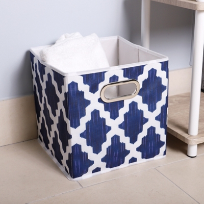 Home Basics Ornate Lattice Weave Collapsible Storage Cube with Handle, , rollover