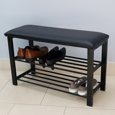 A600023848 Home Basics Cushioned Storage Bench with 2 Tier St sku A600023848