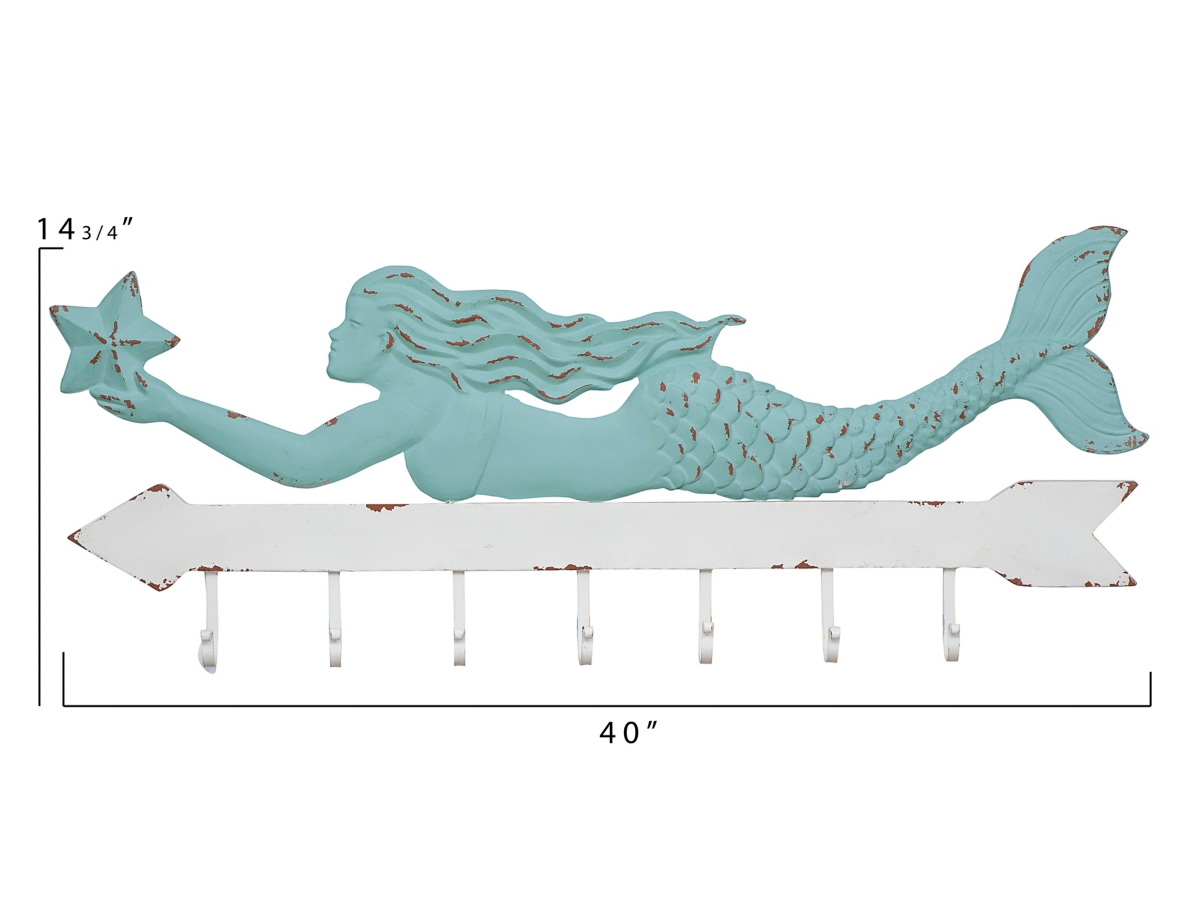 Storied Home Mermaid Wall Decor With 7 Hooks