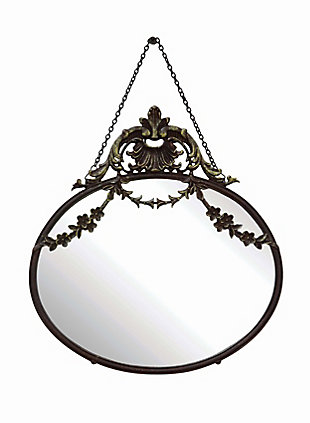 Creative Co-Op Antique Inspired Hanging Oval Mirror With Pewter Frame, , rollover